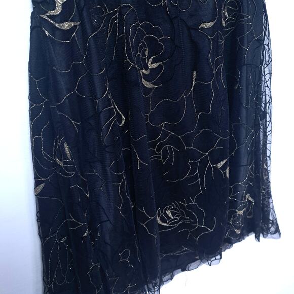Aggie Sparkle Gold Black Lace Strapless Short Dress Large - Picture 3 of 6